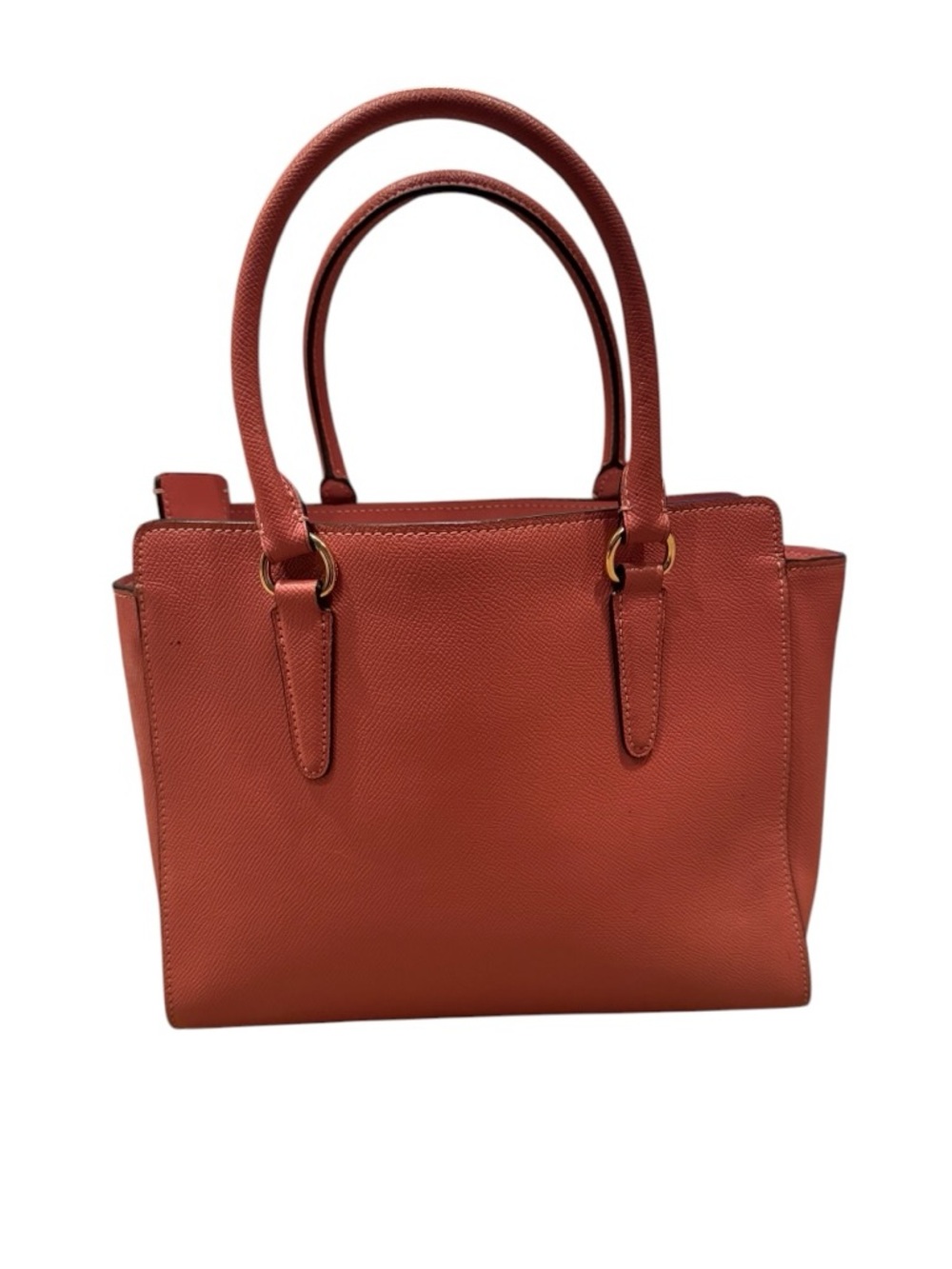 Coach Mini Surrey Carryall Crossbody Handbag Coral Pink Pebbled Leather Purse - Picture 3 of 11